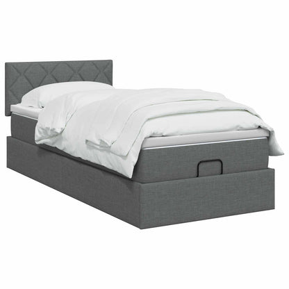 Letto Ottomano con Materasso e LED Grigio Scuro 100 x 200 cm