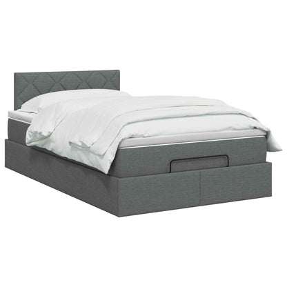 Letto Ottomano con Materasso e LED Grigio Scuro 120 x 200 cm