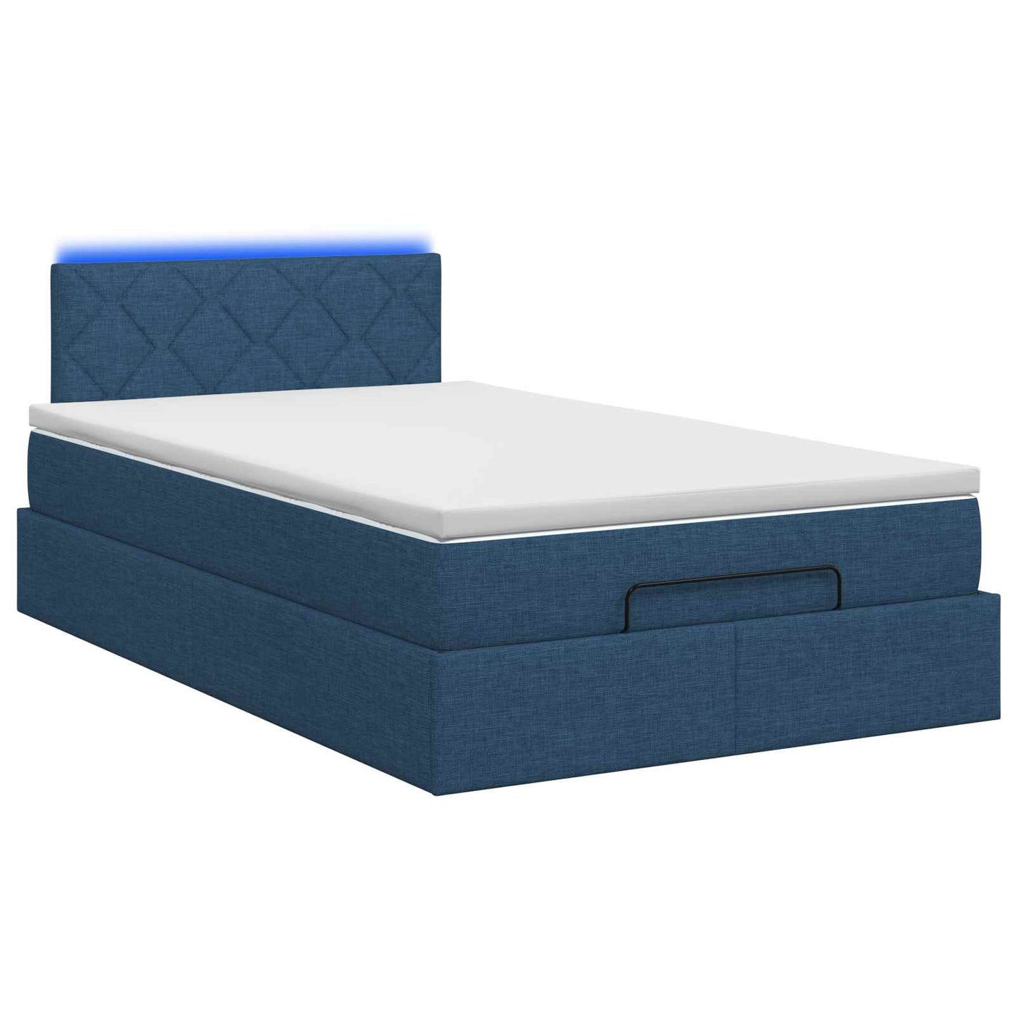 Letto Ottomano con Materasso e LED Blu 120 x 200 cm Tessuto