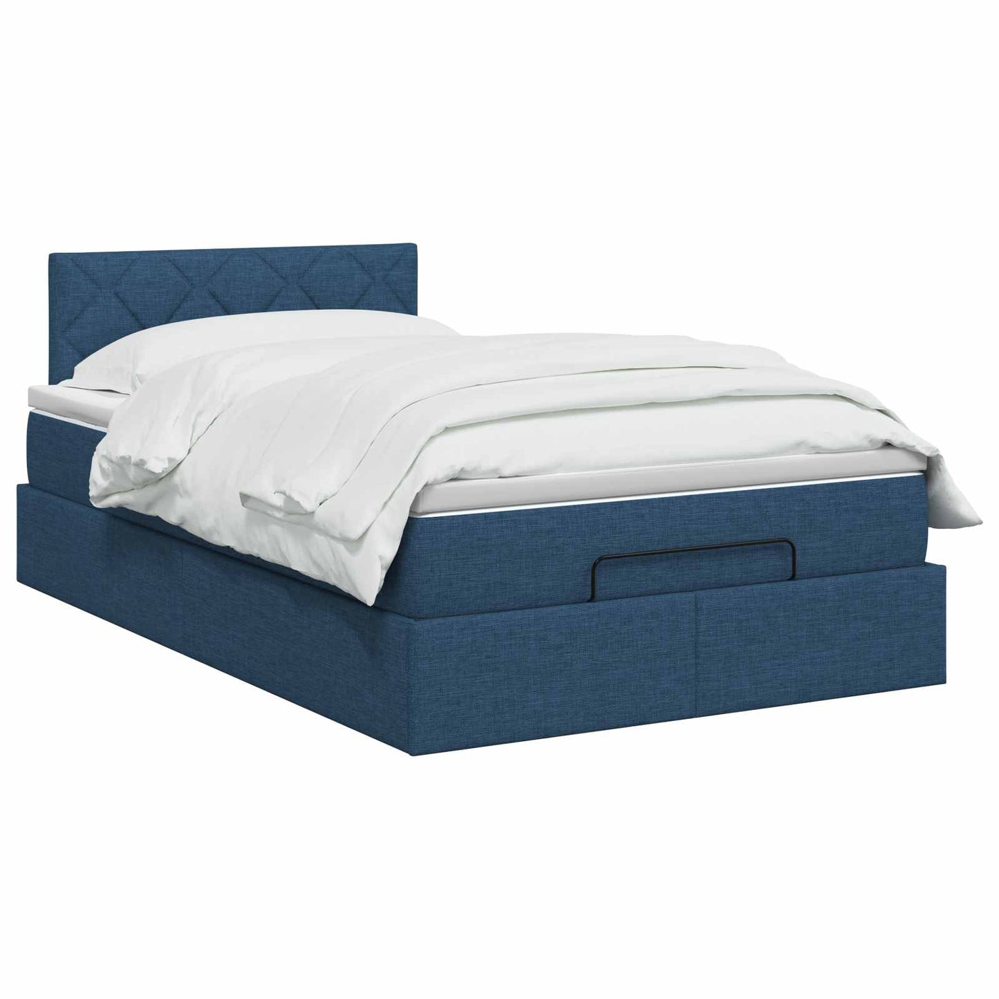 Letto Ottomano con Materasso e LED Blu 120 x 200 cm Tessuto