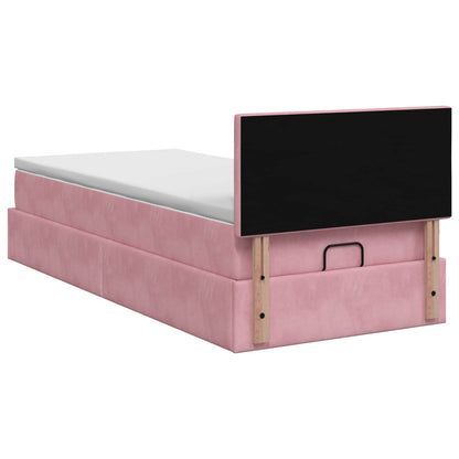 Letto Ottomano con Materasso e LED Rosa 80 x 200 cm Velluto | homemem39