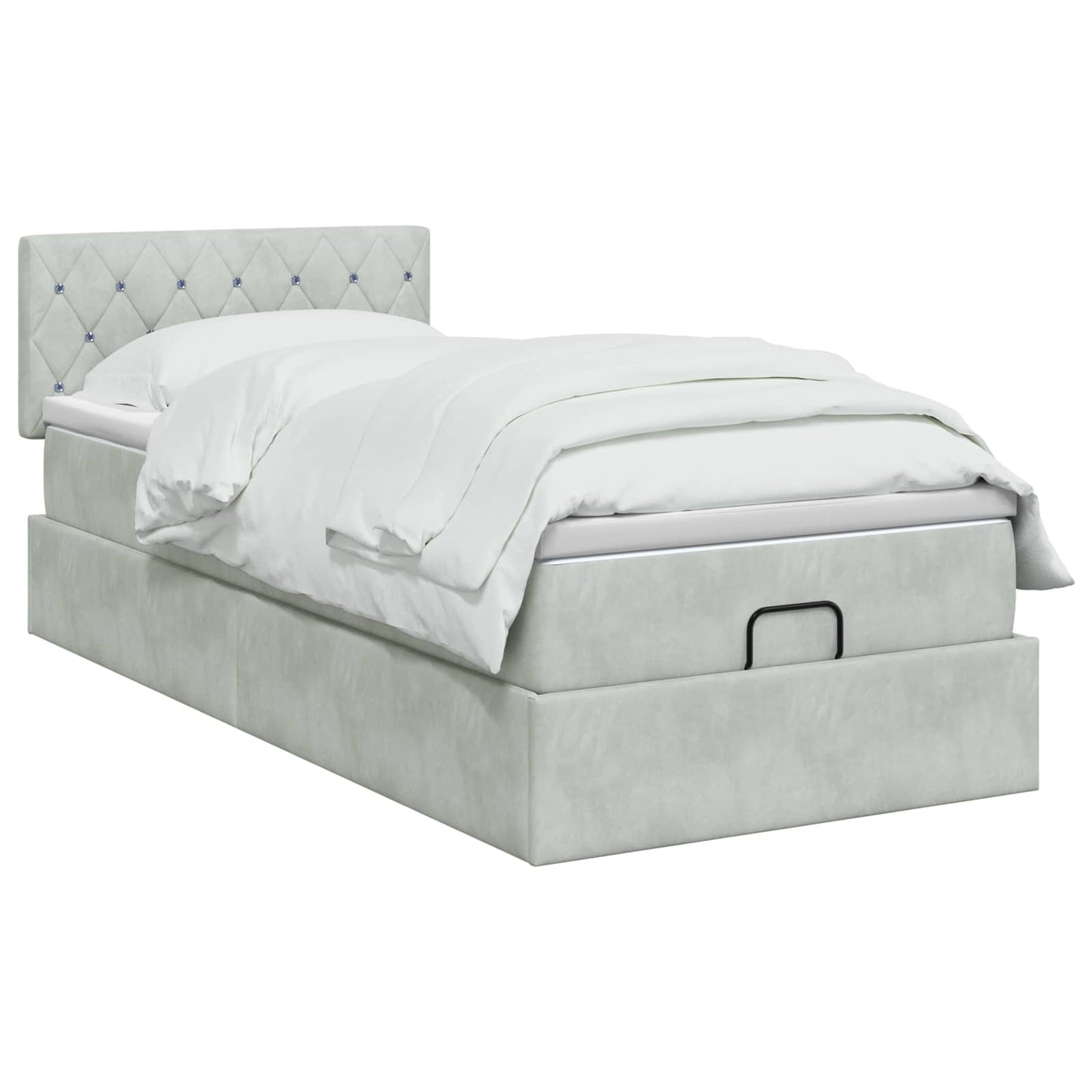 Letto Ottomano con Materasso e LED Grigio Chiaro 100 x 200 cm