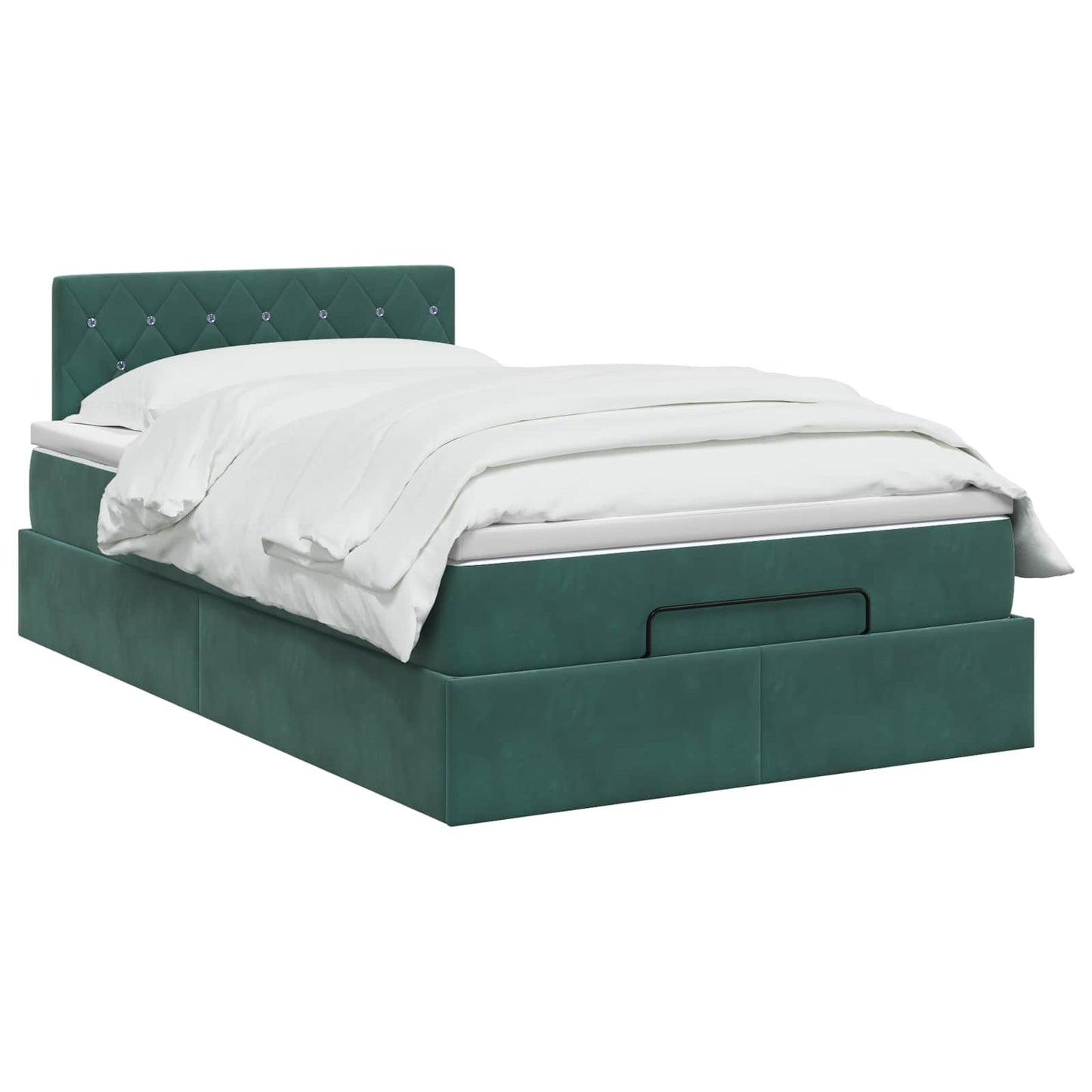 Letto Ottomano con Materasso e LED Verde Scuro 120 x 200 cm