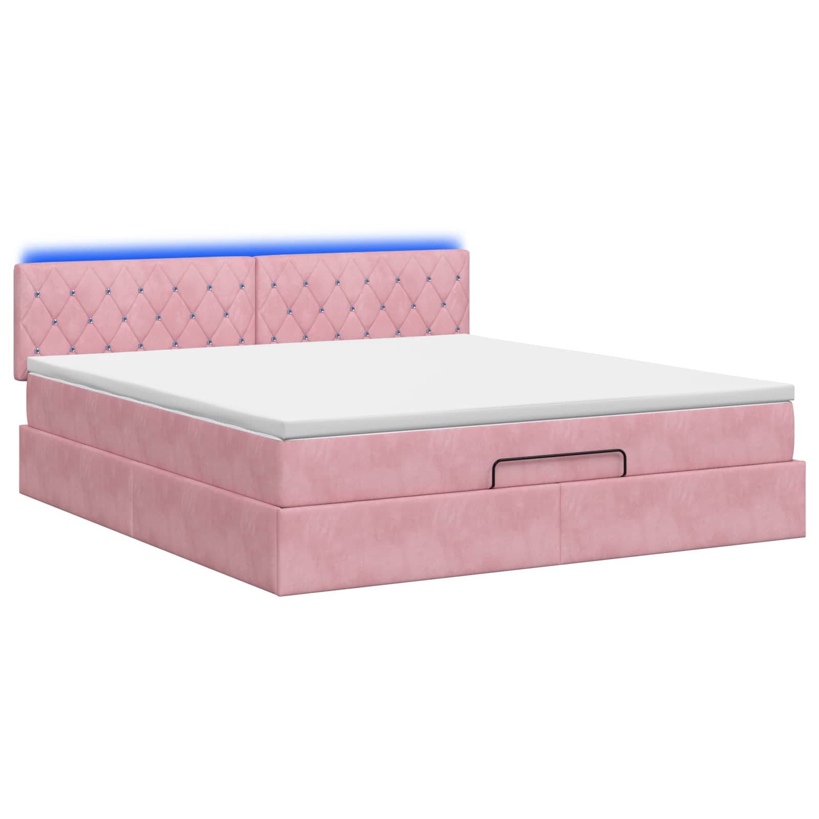 Letto Ottomano con Materasso e LED Rosa 140 x 190 cm Velluto | homemem39