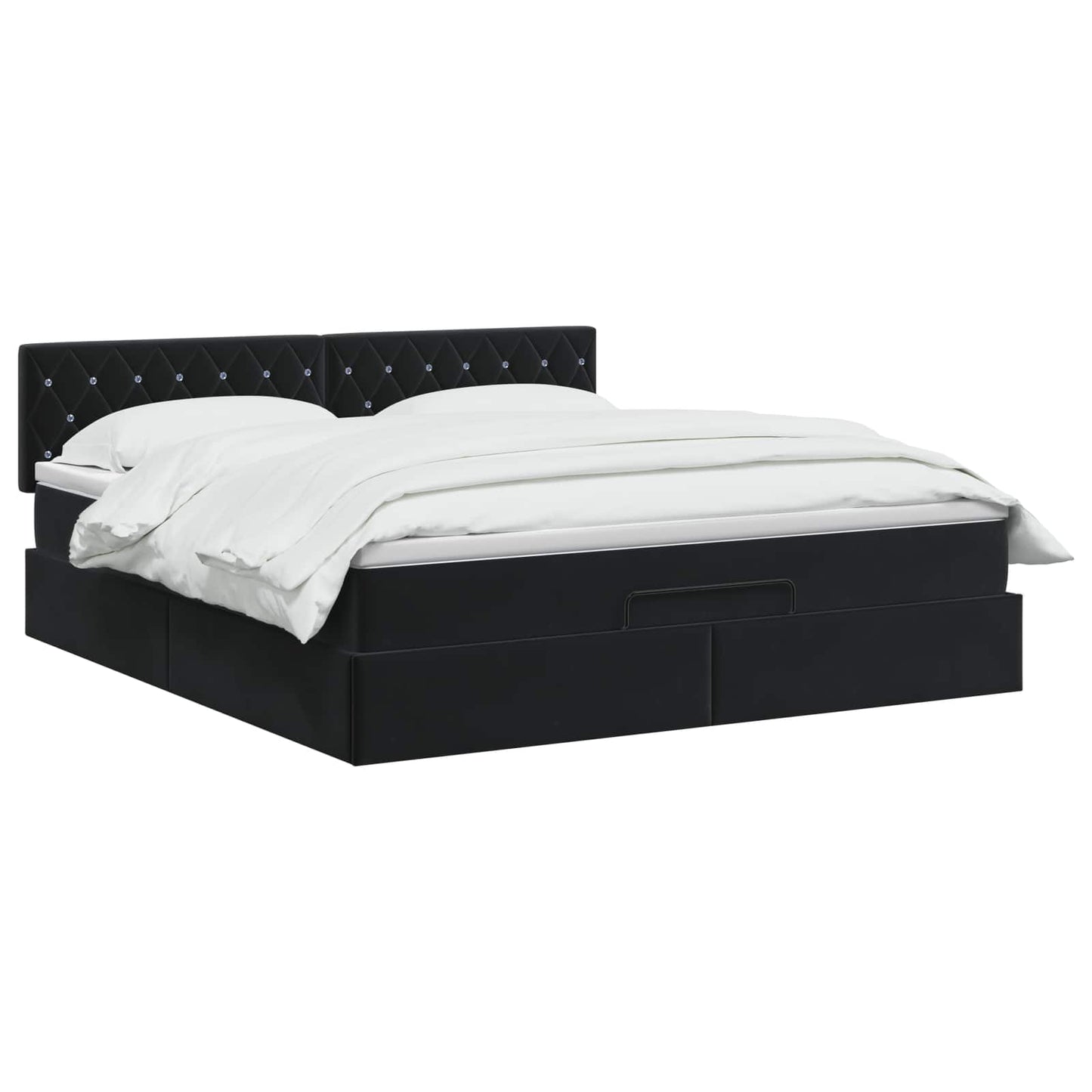 Letto Ottomano con Materasso e LED Nero 140 x 200 cm Velluto | homemem39