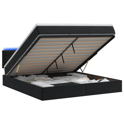 Letto Ottomano con Materasso e LED Nero 140 x 200 cm Velluto