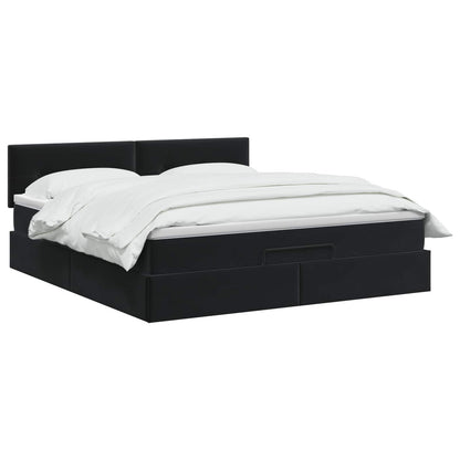 Letto Ottomano con Materasso e LED Nero 140 x 200 cm Velluto