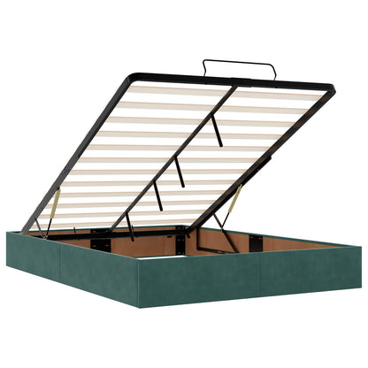 Letto Ottomano con Materasso e LED Verde Scuro 160 x 200 cm