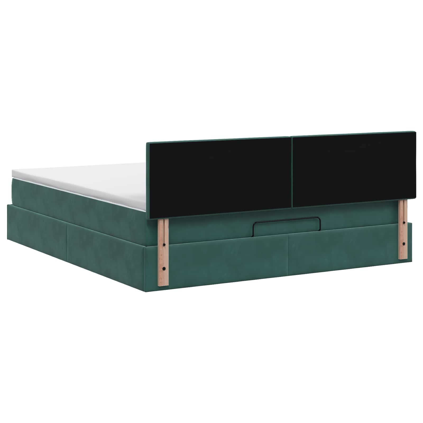 Letto Ottomano con Materasso e LED Verde Scuro 160 x 200 cm | homemem39
