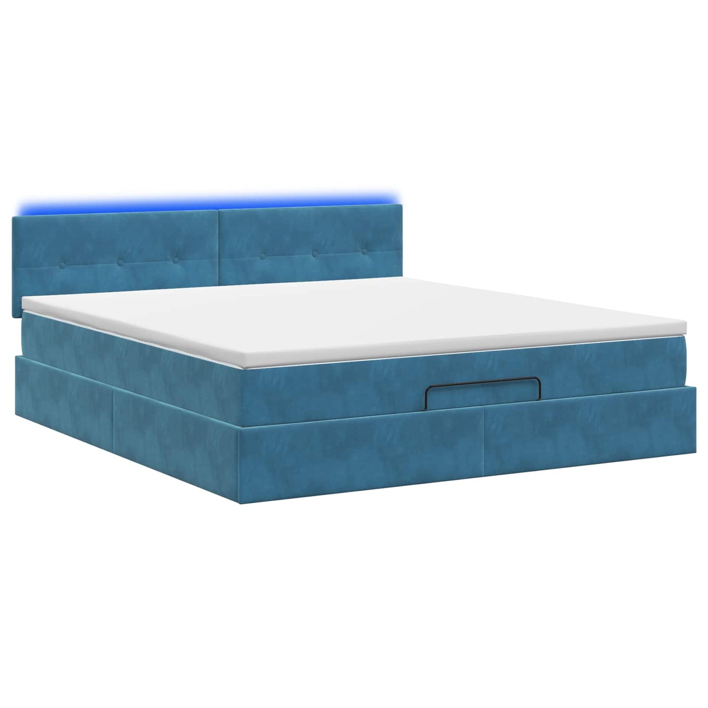 Letto Ottomano con Materasso e LED Blu scuro 180 x 200 cm | homemem39