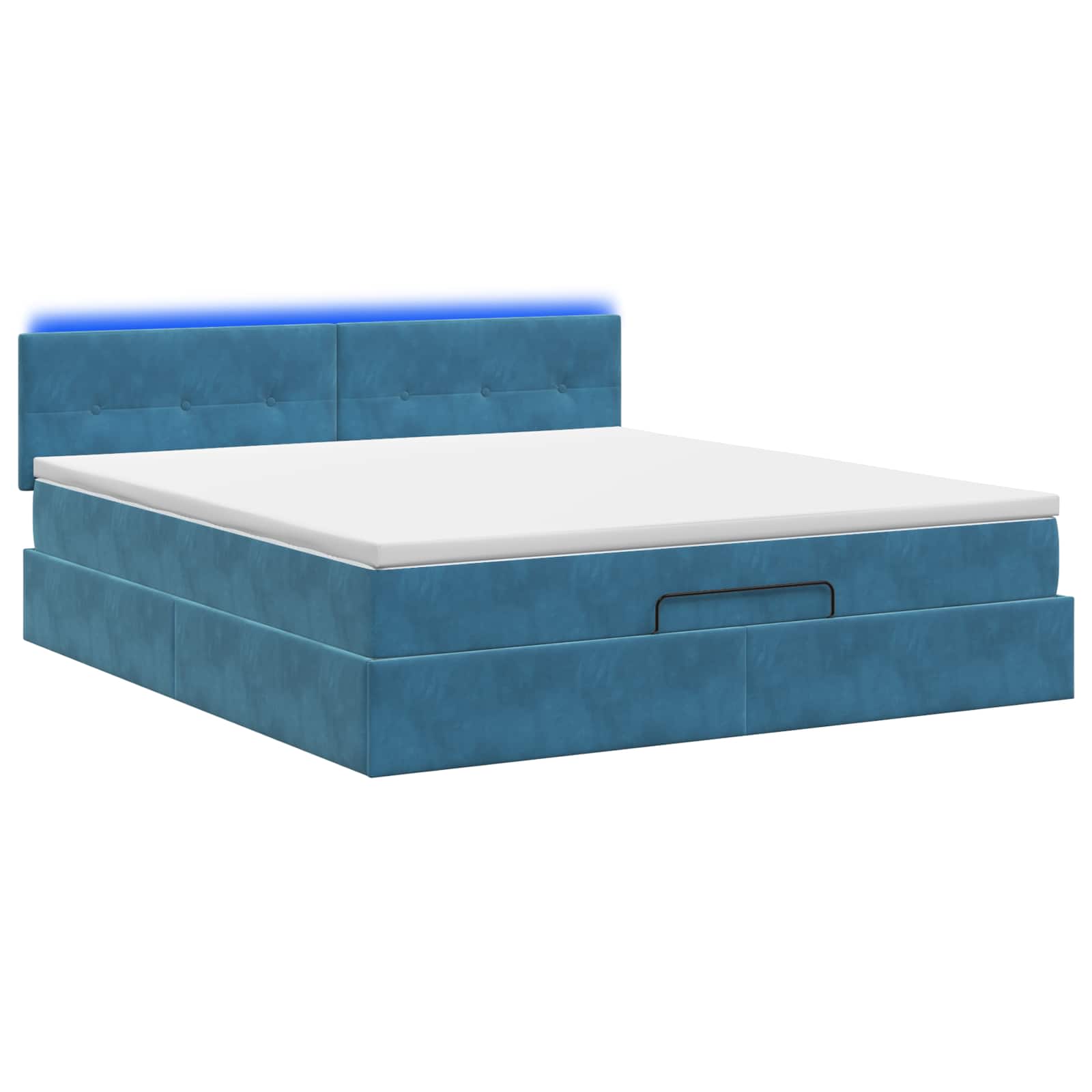 Letto Ottomano con Materasso e LED Blu scuro 180 x 200 cm | homemem39