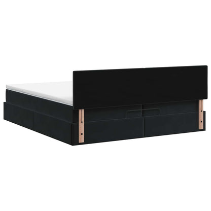 Letto Ottomano con Materasso e LED Nero 200 x 200 cm Velluto | homemem39