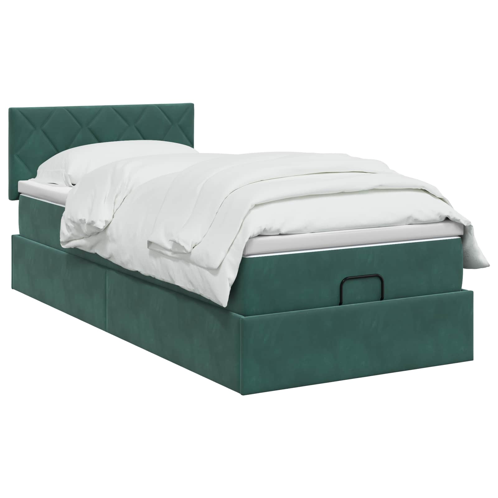 Letto Ottomano con Materasso e LED Verde Scuro 80 x 200 cm | homemem39
