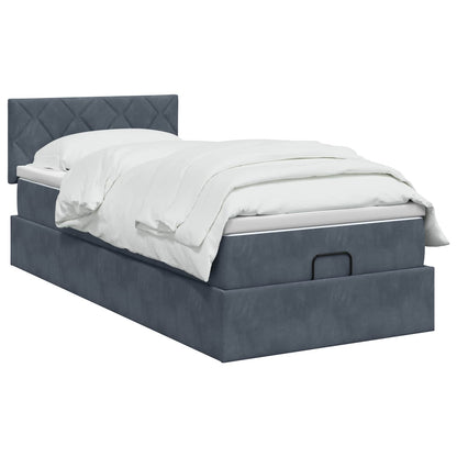Letto Ottomano con Materasso e LED Grigio Scuro 90 x 190 cm