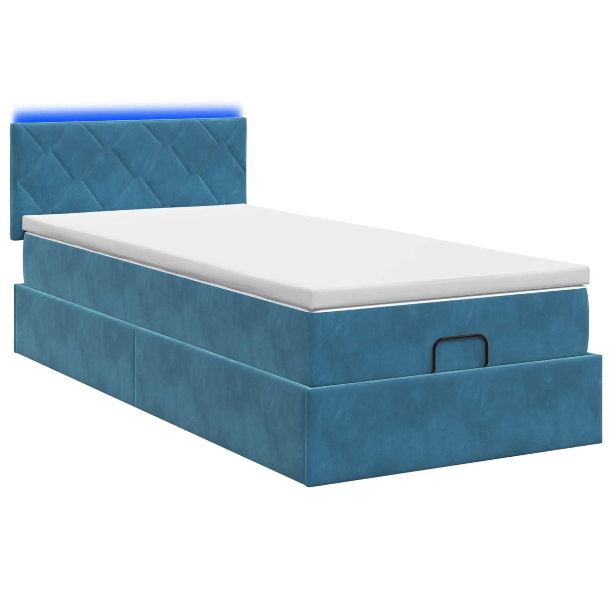 Letto Ottomano con Materasso e LED Blu scuro 90 x 190 cm | homemem39