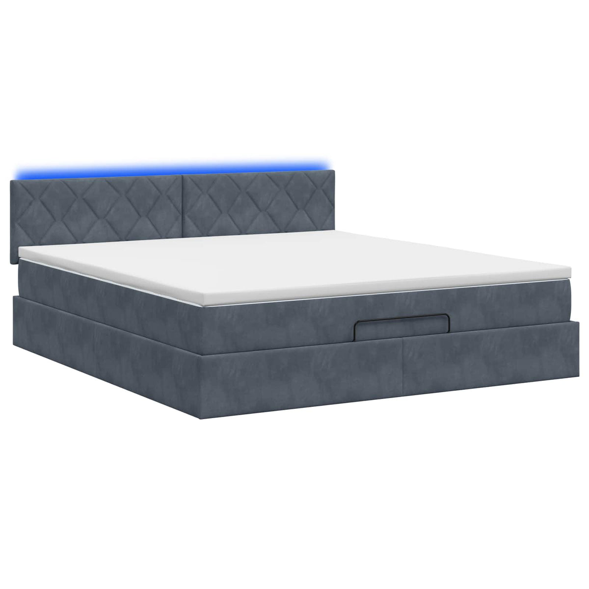 Letto Ottomano con Materasso e LED Grigio Scuro 160 x 200 cm | homemem39