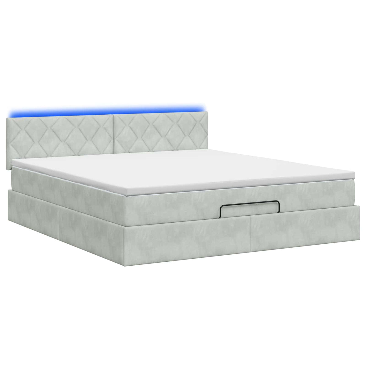 Letto Ottomano con Materasso e LED Grigio Chiaro 180 x 200 cm | homemem39