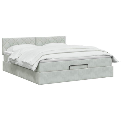 Letto Ottomano con Materasso e LED Grigio Chiaro 180 x 200 cm | homemem39