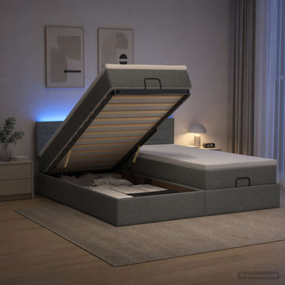 Letto Ottomano con Materasso e LED Grigio Scuro 200 x 200 cm - homemem39