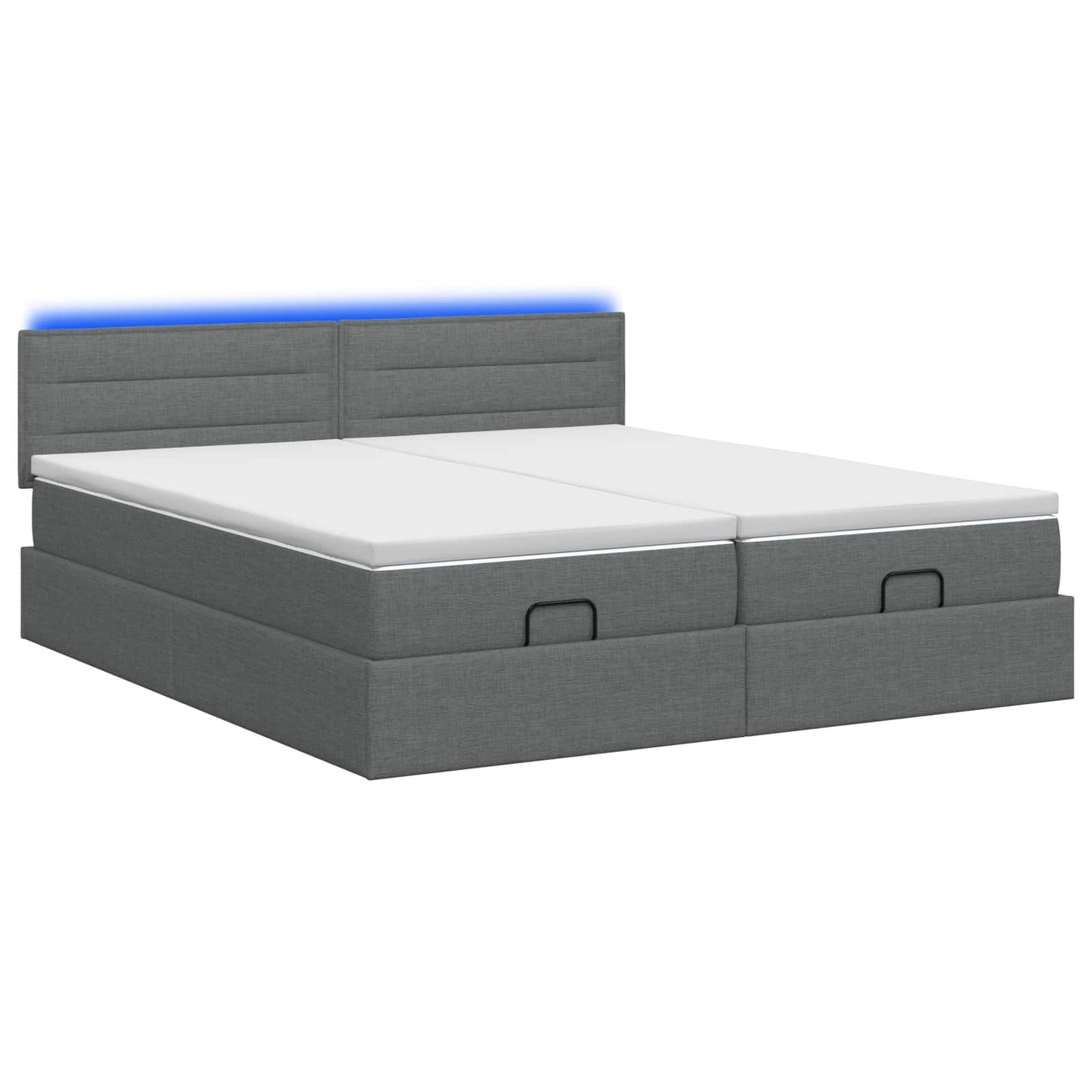 Letto Ottomano con Materasso e LED Grigio Scuro 200 x 200 cm | homemem39