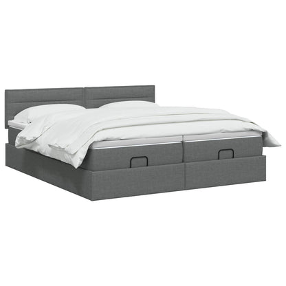 Letto Ottomano con Materasso e LED Grigio Scuro 200 x 200 cm | homemem39