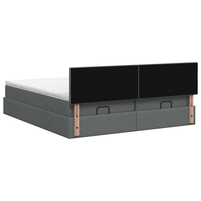 Letto Ottomano con Materasso e LED Grigio Scuro 160 x 200 cm | homemem39