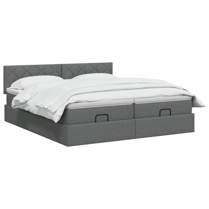 Letto Ottomano con Materasso e LED Grigio Scuro 160 x 200 cm | homemem39