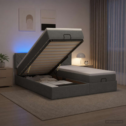 Letto Ottomano con Materasso e LED Grigio Scuro 160 x 200 cm