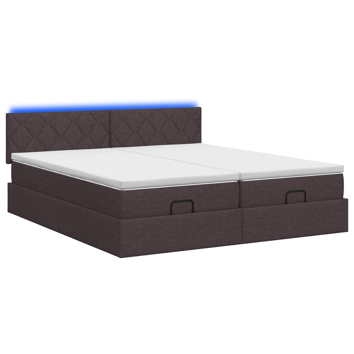 Letto Ottomano con Materasso e LED Marrone Scuro 200 x 200 cm