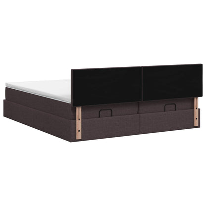 Letto Ottomano con Materasso e LED Marrone Scuro 200 x 200 cm