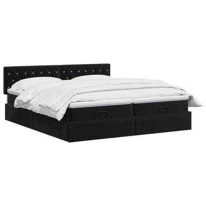 Letto Ottomano con Materasso e LED Nero 180 x 200 cm Velluto | homemem39