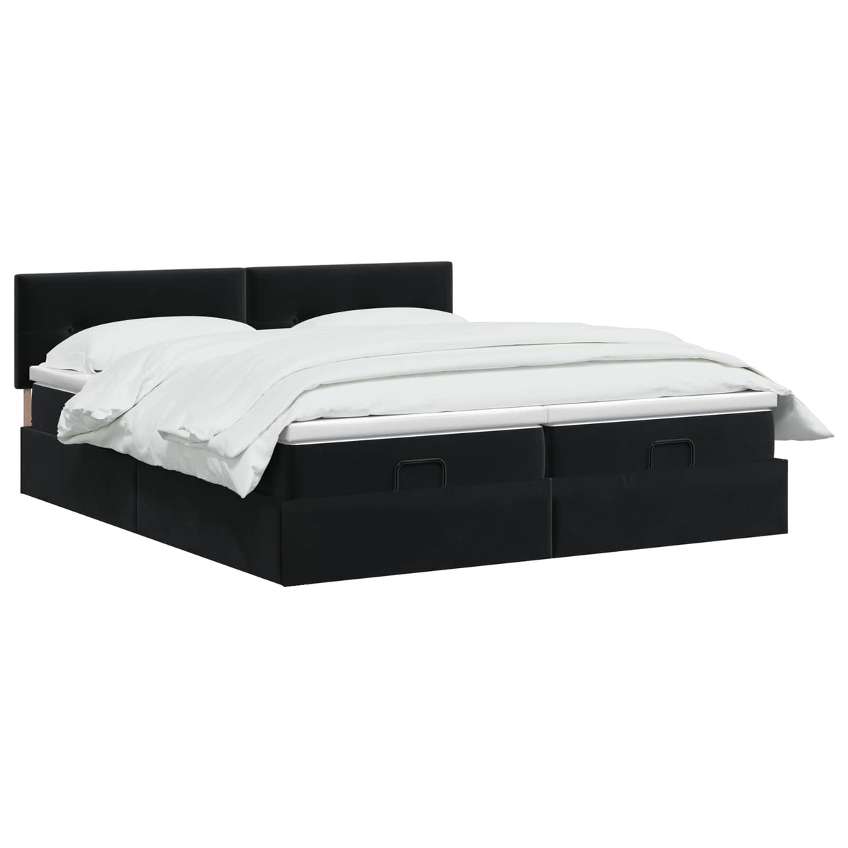 Letto Ottomano con Materasso e LED Nero 180 x 200 cm Velluto | homemem39
