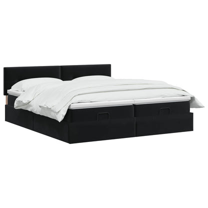 Letto Ottomano con Materasso e LED Nero 200 x 200 cm Velluto