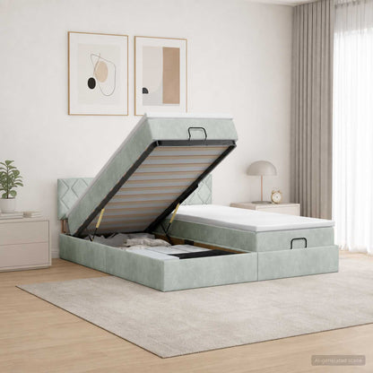 Letto ottomano con materasso 2 pz Grigio Chiaro Velluto | homemem39