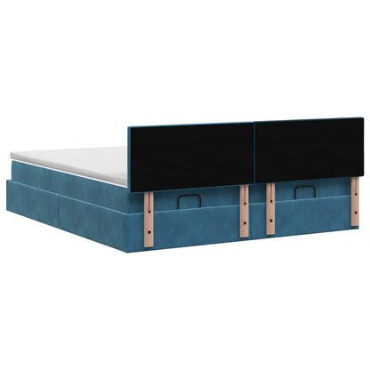 Letto Ottomano con Materasso e LED Blu scuro 200 x 200 cm
