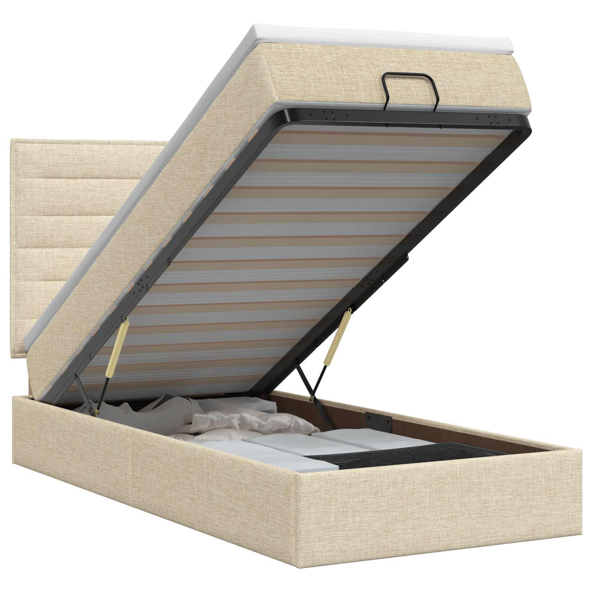 Letto ottomano con materasso Crema 90 x 190 cm Tessuto | homemem39