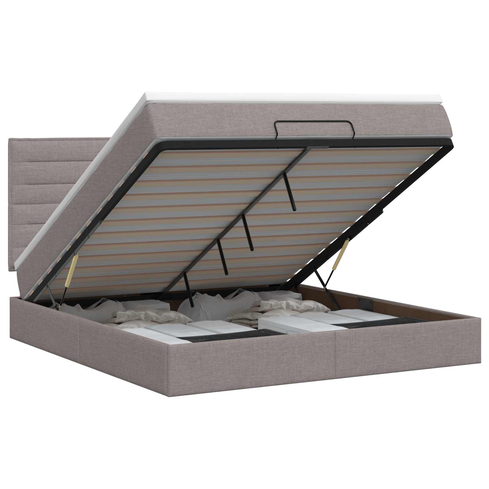 Letto ottomano con materasso Tortora 140 x 200 cm Tessuto | homemem39