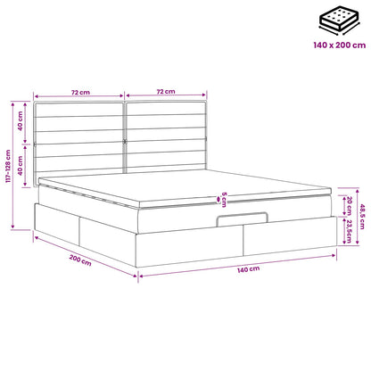 Letto ottomano con materasso Tortora 140 x 200 cm Tessuto | homemem39