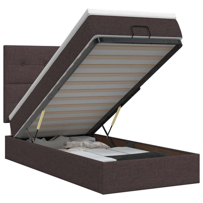 Letto ottomano con materasso Marrone Scuro 100 x 200 cm Tessuto