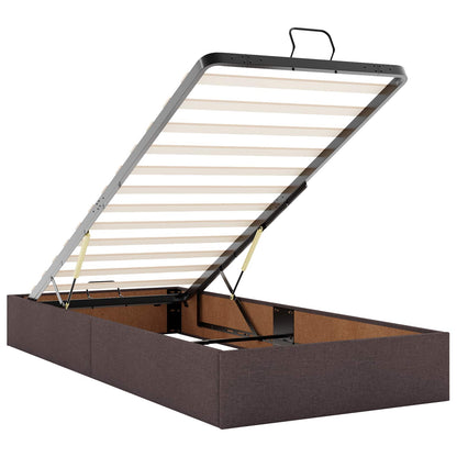 Letto ottomano con materasso Marrone Scuro 100 x 200 cm Tessuto | homemem39