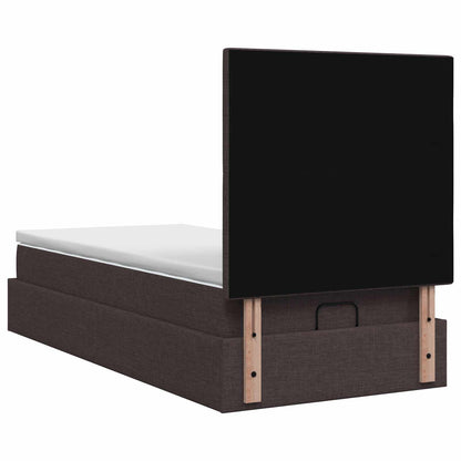 Letto ottomano con materasso Marrone Scuro 100 x 200 cm Tessuto | homemem39