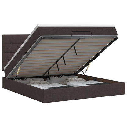 Letto ottomano con materasso Marrone Scuro 140 x 200 cm Tessuto | homemem39