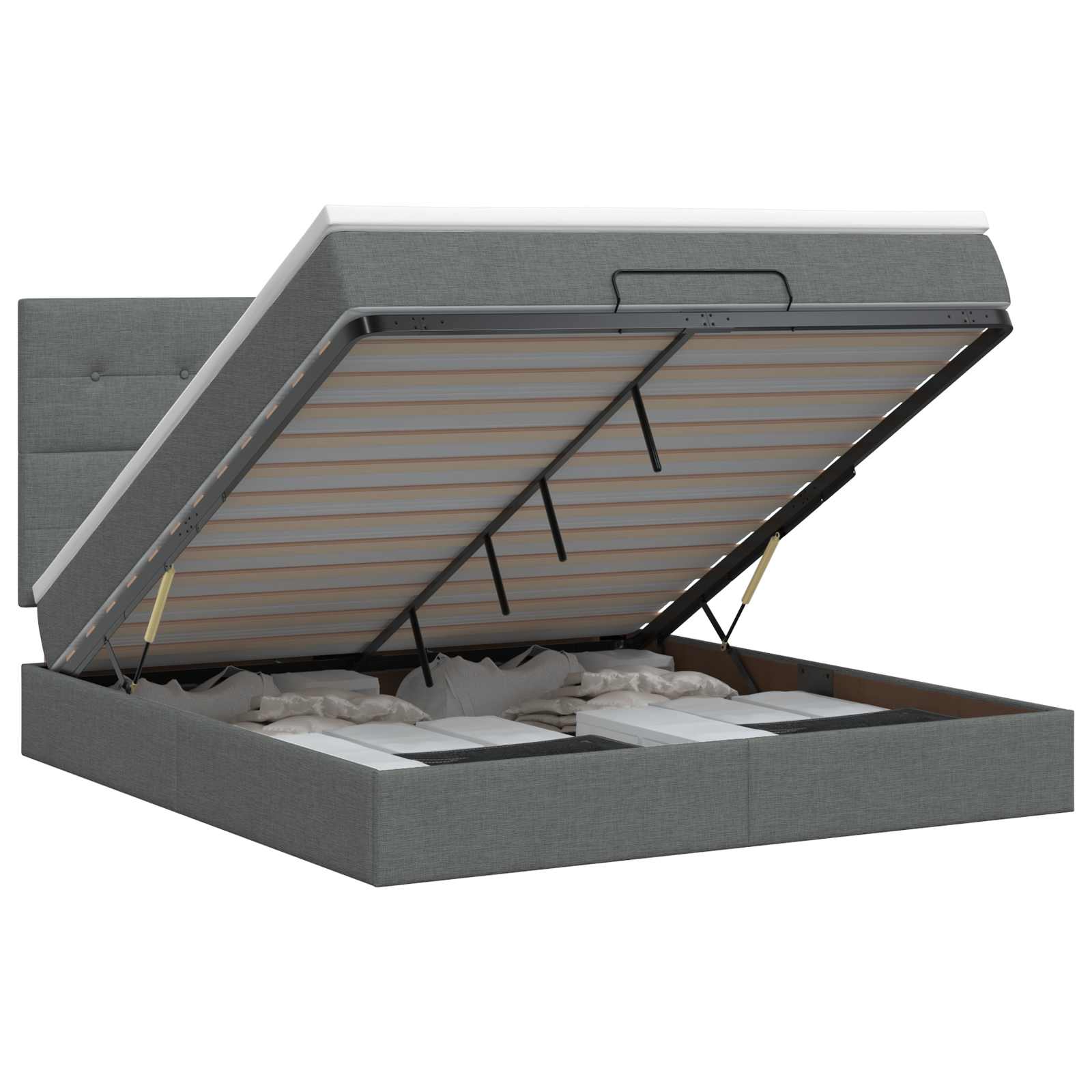 Letto ottomano con materasso Grigio Scuro 180 x 200 cm Tessuto | homemem39