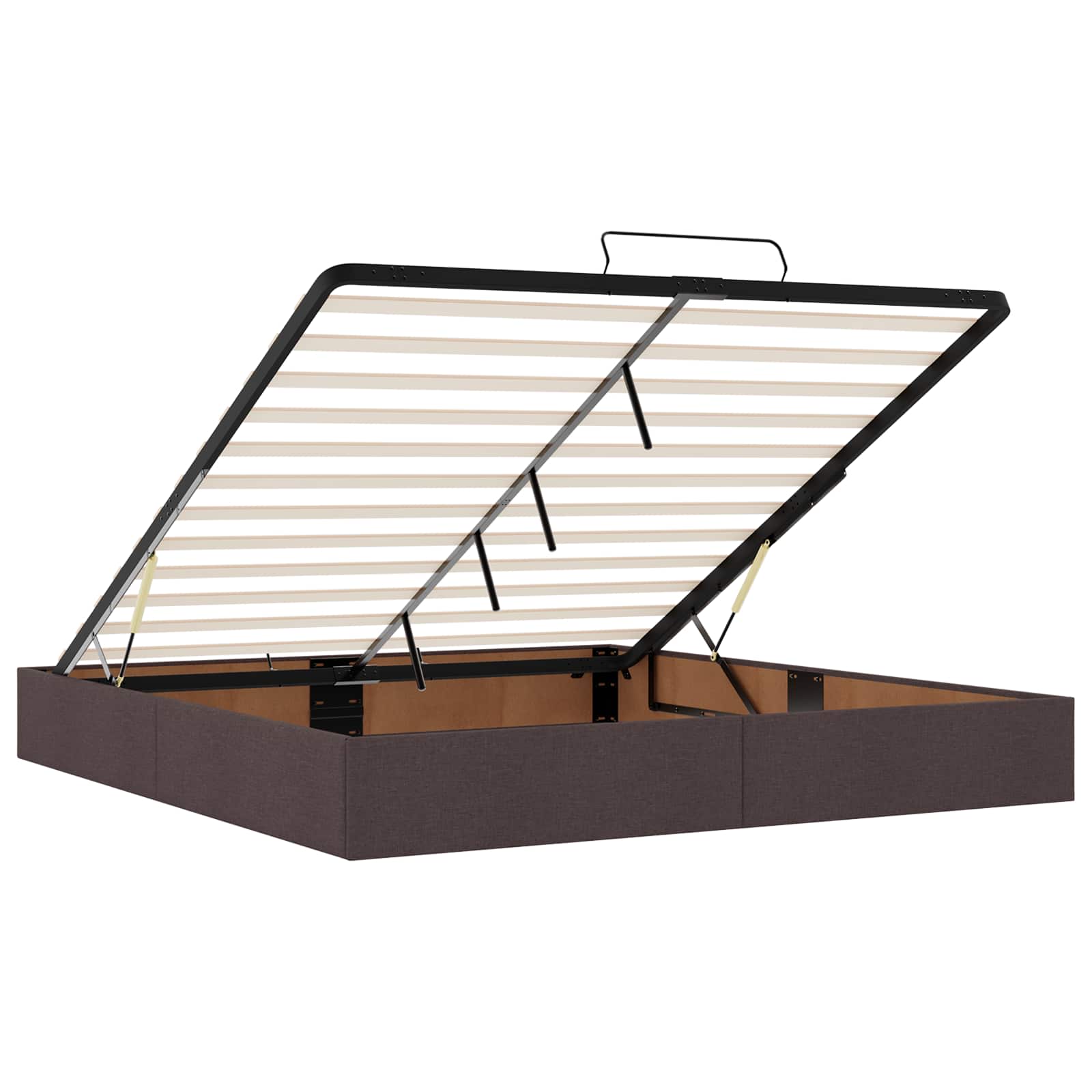 Letto ottomano con materasso Marrone Scuro 200 x 200 cm Tessuto | homemem39