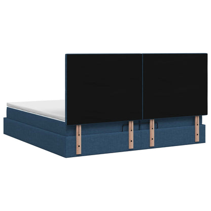 Letto ottomano con materasso Blu 200 x 200 cm Tessuto | homemem39