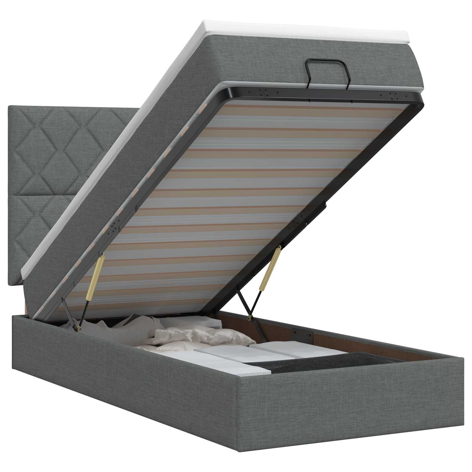 Letto ottomano con materasso Grigio Scuro 80 x 200 cm Tessuto | homemem39