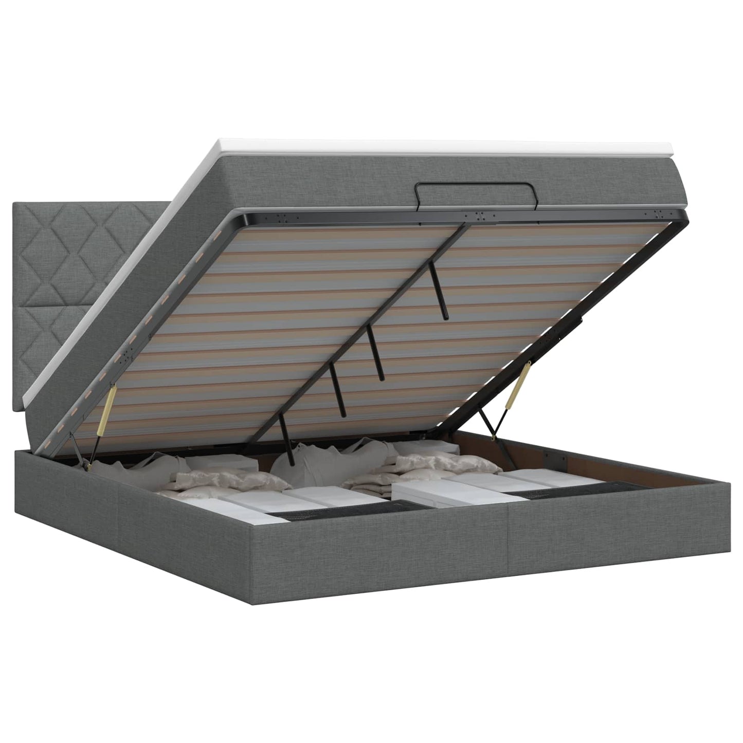 Letto ottomano con materasso Grigio Scuro 140 x 190 cm Tessuto | homemem39