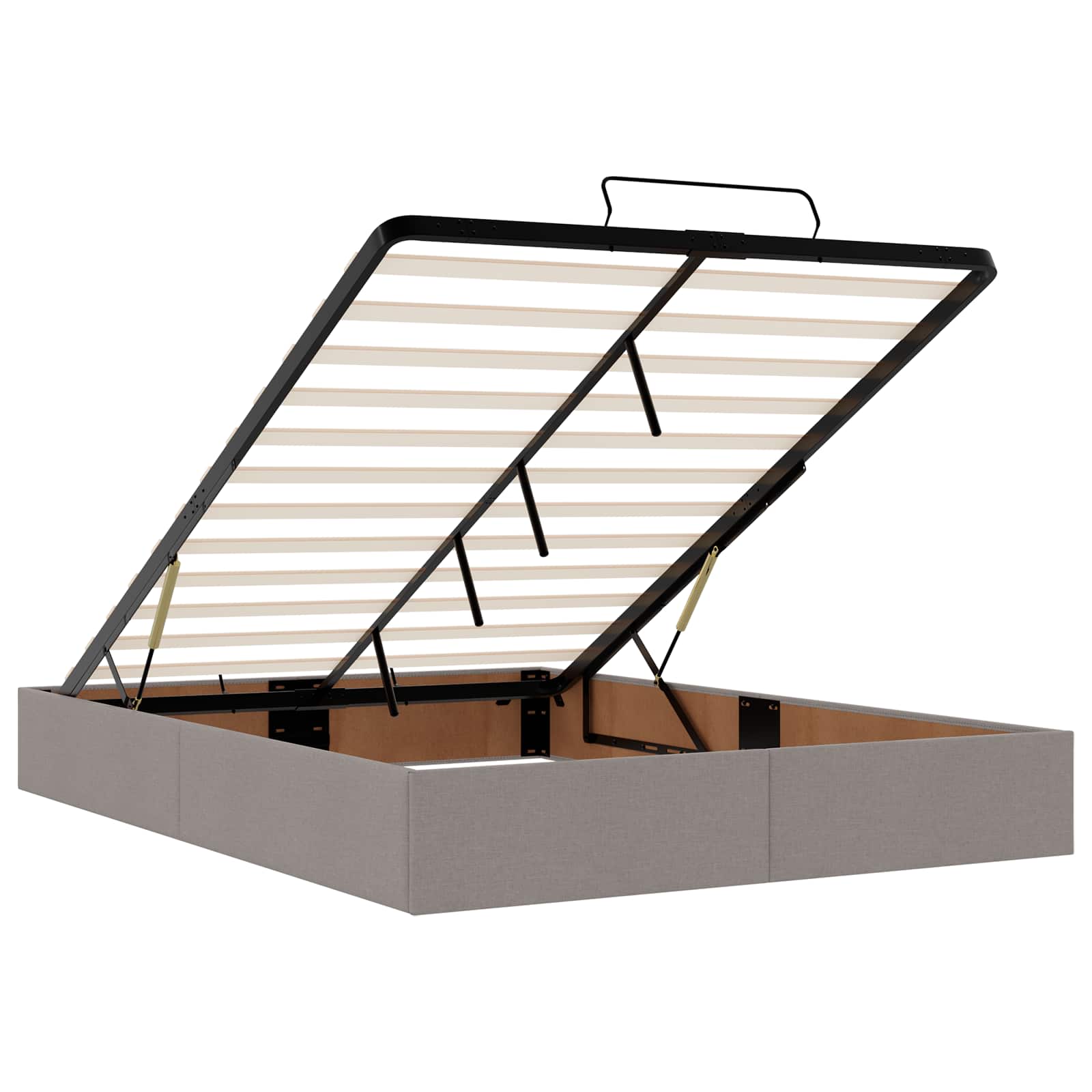 Letto ottomano con materasso Tortora 140 x 190 cm Tessuto | homemem39
