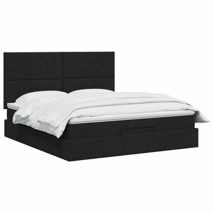 Letto ottomano con materasso Nero 140 x 200 cm Tessuto | homemem39