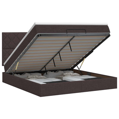 Letto ottomano con materasso Marrone Scuro 140 x 200 cm Tessuto | homemem39